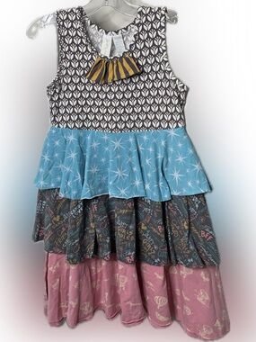 Matilda Jane Girls Multi-Pattern Tiered Dress size 10